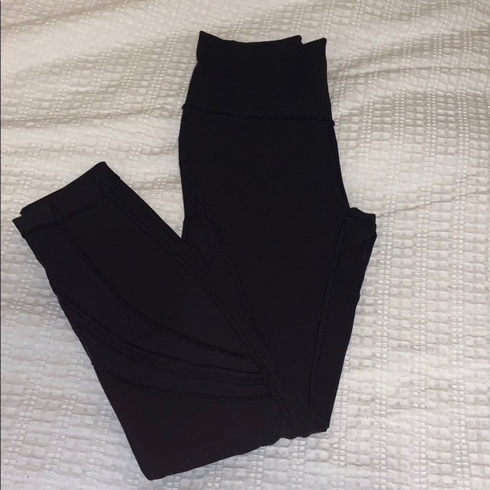 Black Lululemon leggings with mesh